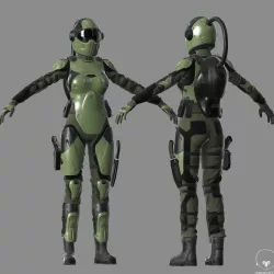 FVX500 Woman Sci-Fi Soldier Low-poly 3D model
