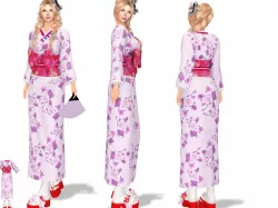 Geisha Kimono and Sandals Low-poly 3D model