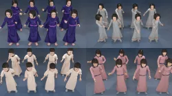 Girl static arabic 4 x different models 32 poses 3D model