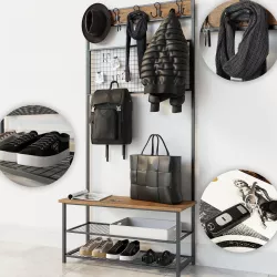 Hallway Industrial Shoe Rack Bench 3D model
