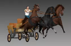 harness pulled and a man 3D model
