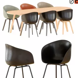 HAY  TRIANGLE LEG TABLE AND CHAIES 3D model