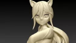 Kemono friends 3d sculpt silver fox samurai  3D model
