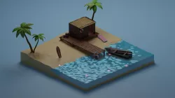 Low Poly Beach Low-poly 3D model