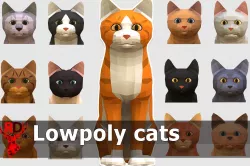 LowPoly Cats pack Low-poly 3D model