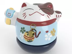 Maneki Neko Cat Ornament  - high poly and low poly versions Low-poly 3D model
