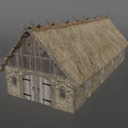 Medieval barn Low-poly 3D model