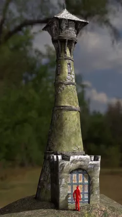 Medieval Fantasy Low Poly Watchtower - Hand Painted Textures Low-poly 3D model