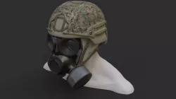 Military helmet and Gas mask 3D model
