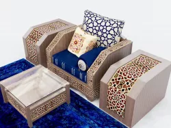 Moroccan Sofa with Tables and Carpet 01  3D model