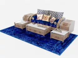 Moroccan Sofa with Tables and Carpet 02 3D model