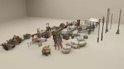 Old chinese market collection Low-poly Low-poly 3D model