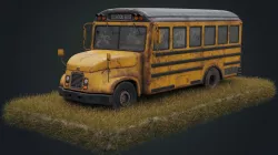 Old Rust School Bus Low-poly 3D model