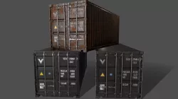 PBR 20 ft Shipping Cargo Container Version 1 - Black Low-poly 3D model