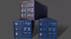 PBR 20 ft Shipping Cargo Container Version 1 - Blue Low-poly 3D model