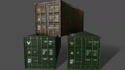 PBR 20 ft Shipping Cargo Container Version 1 - Green Low-poly 3D model