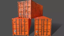 PBR 20 ft Shipping Cargo Container Version 1 - Orange Low-poly 3D model