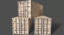 PBR 20 ft Shipping Cargo Container Version 1 - White Low-poly 3D model
