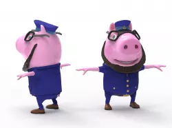  Pig Captain-cartoon character 3D model
