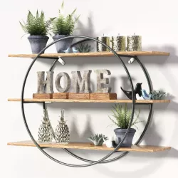 Round metal frame shelf with Decorative set 3D model