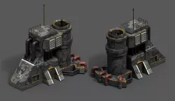 Scifi exterior futuristic space fantasy military skyscraper  Low-poly 3D model