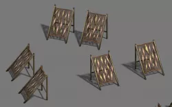 Seaside fishing - fishing net - dead fish 3D model