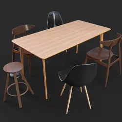 Set of table and chairs 3D model