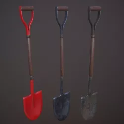 Shovel with 3 texture sets Low-poly 3D model