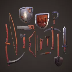 Stylized PBR Tools Pack Low-poly 3D model