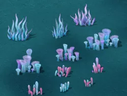Submarine cartoon world - submarine decoration 3D model