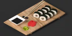 Sushi on a Board 3D model