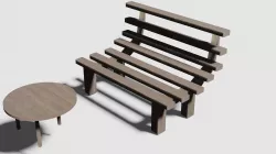 Table and bench 3D model