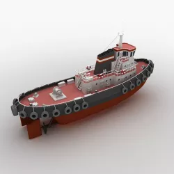 Towboat Tugboat  Low-poly 3D model