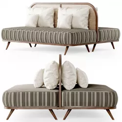 Two-seater restaurant sofa TM3 double side  3D model