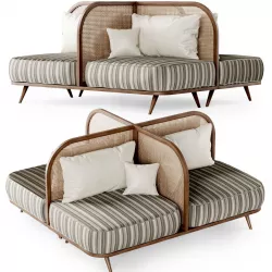Two-seater restaurant sofa TS2 double side  3D model