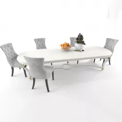 Velvet Dining Chair vs table modern vs flower  and vase Low-poly 3D model