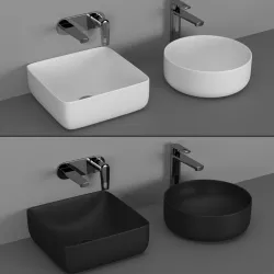 Volle circle and box sink at black and white matte ceramic 3D model