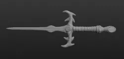 Western rune sword Low-poly 3D model