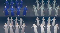 Woman static arabic 4 x different models 32 poses 3D model