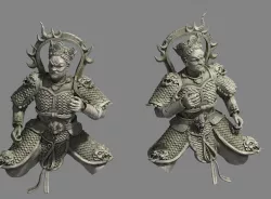 Zen - altar stone statues 02 3D model