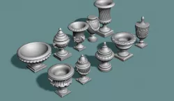10 Classical Vases and Urns 3D model