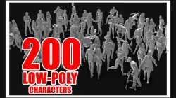 200 Low-Poly People Pack - Crowd Low-poly 3D model