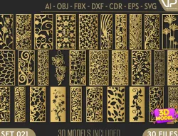  30 3D Decorative wall panels - screen SET 021 3D model