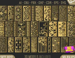 30 3D Decorative wall panels - screen SET 022 3D model