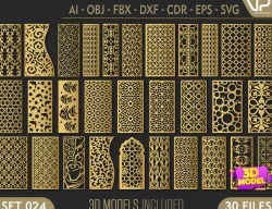 30 3D Decorative wall panels - screen SET 024 3D model