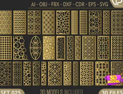 30 3D Decorative wall panels - screen SET 025 3D model