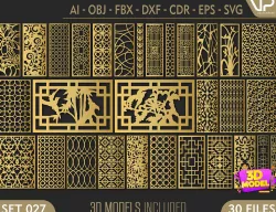 30 3D Decorative wall panels - screen SET 027 3D model