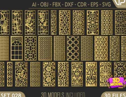 30 3D Decorative wall panels - screen SET 028 3D model