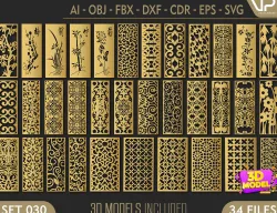 34 3D Decorative wall panels - screen SET 030 3D model
