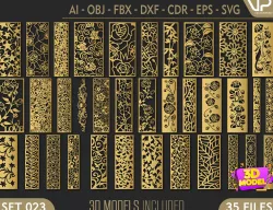 35 3D Decorative wall panels - screen SET 023 3D model